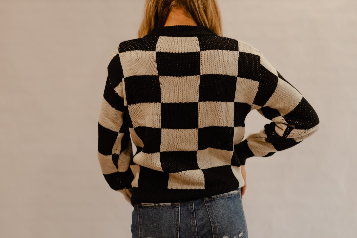 Plaid knit sweater