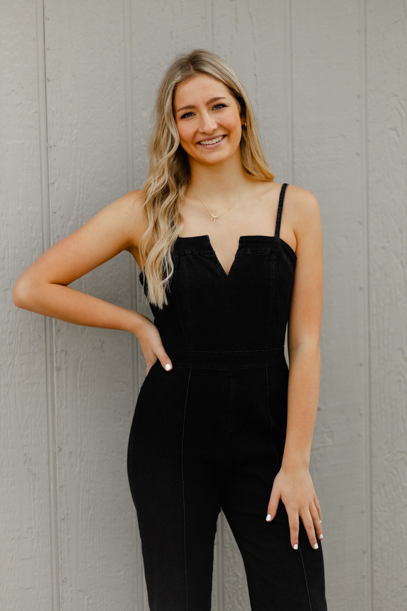 Black Denim Jumpsuit