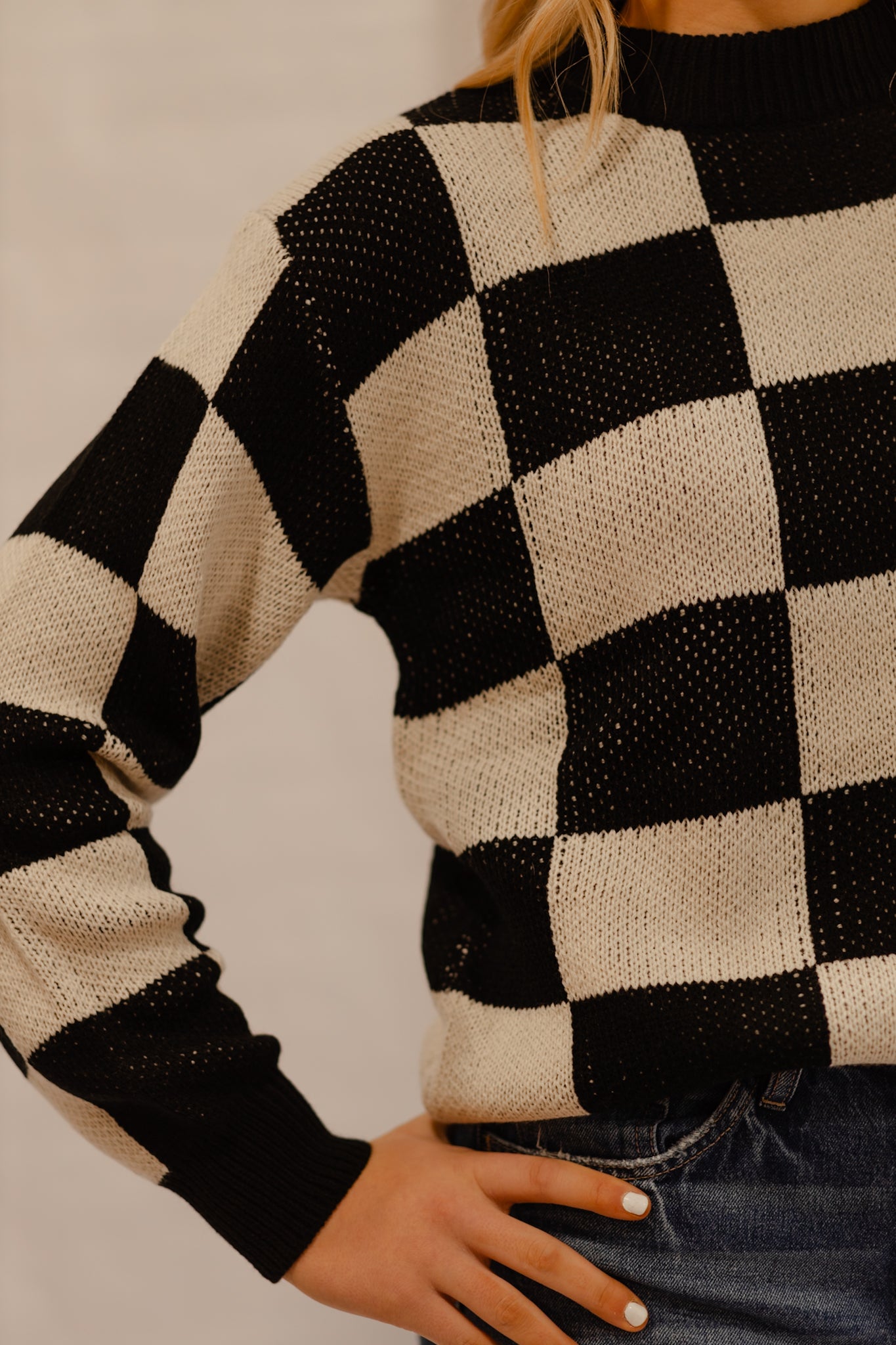 Plaid knit sweater