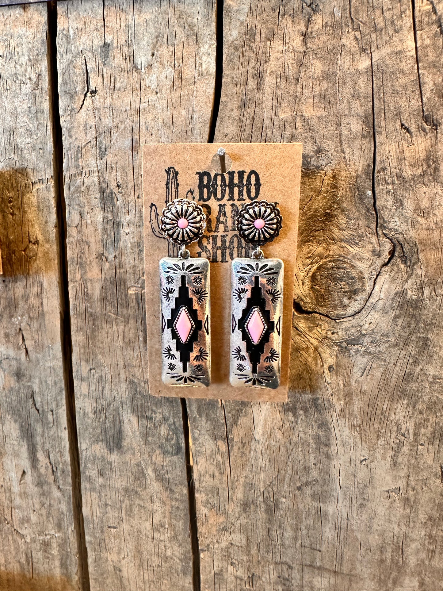 Western Rectangle Aztec Stud Earrings