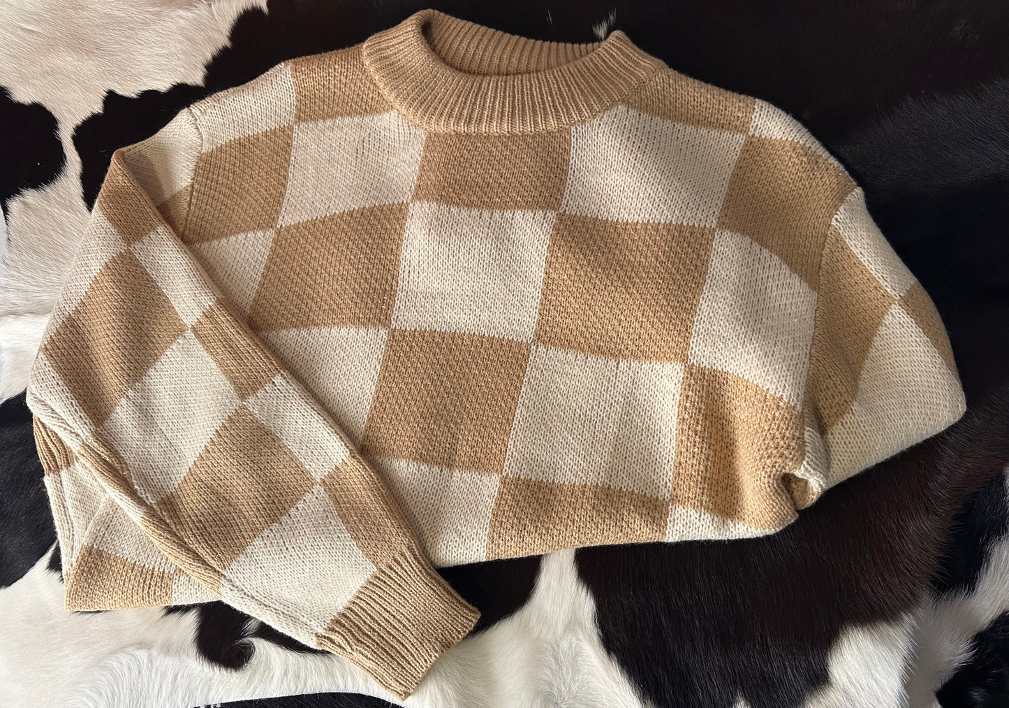 Plaid knit sweater